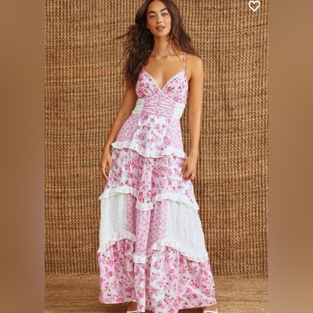 Altar'd State-Adernlia Floral Maxi Dress and Altar'd State Maria Lace Trim S